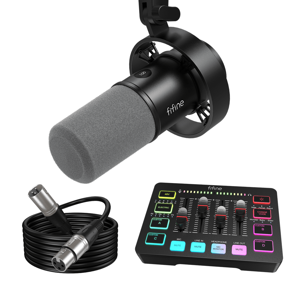 FIFINE Streaming Bundle: K688 Dynamic Microphone + SC3 Audio Mixer FIFINE Streaming Bundle: K688 Dynamic Microphone + SC3 Audio Mixer