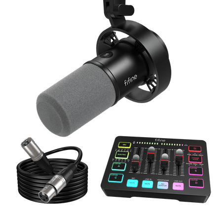 FIFINE Streaming Bundle: K688 Dynamic Microphone + SC3 Audio Mixer
