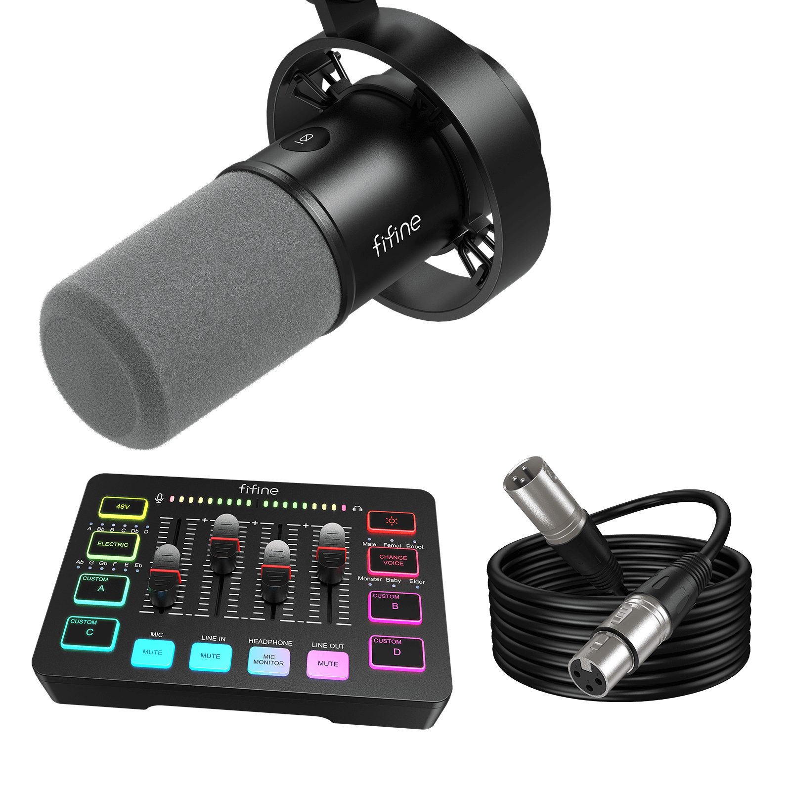 FIFINE Recording Bundle: K688 XLR/USB Dynamic Microphone + SC3