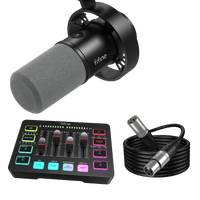 FIFINE Streaming Bundle: K688 Dynamic Microphone + SC3 Audio Mixer + XLR Cable