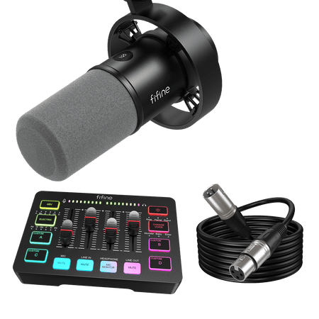FIFINE Streaming Bundle: K688 Dynamic Microphone + SC3 Audio Mixer