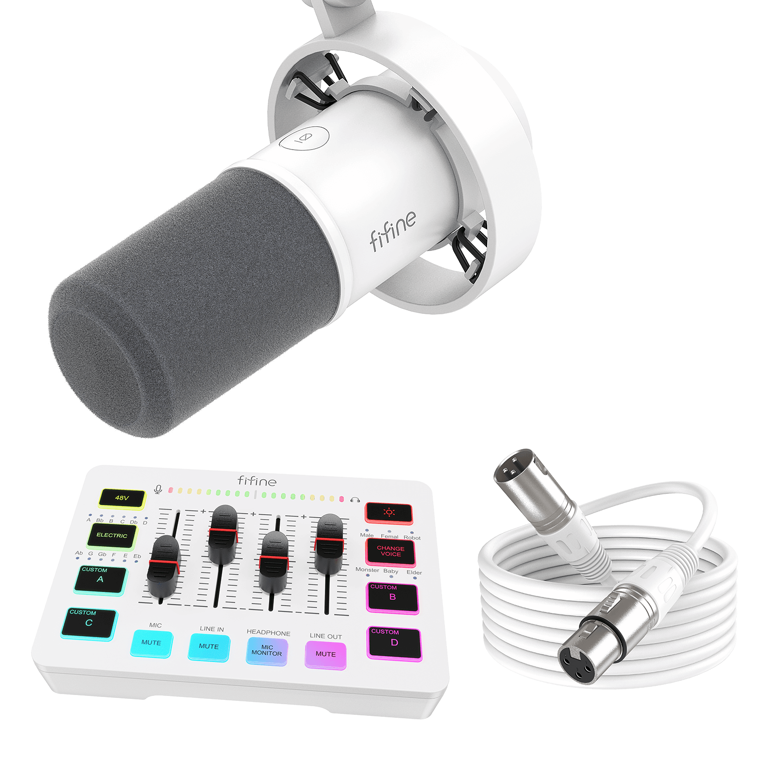 FIFINE Recording Bundle: K688 XLR/USB Dynamic Microphone + SC3