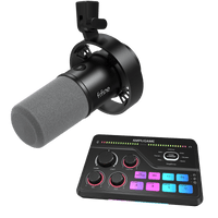 FIFINE AmpliGame Bundle: K688 XLR/USB Dynamic Microphone + SC8 Gaming Audio Mixer