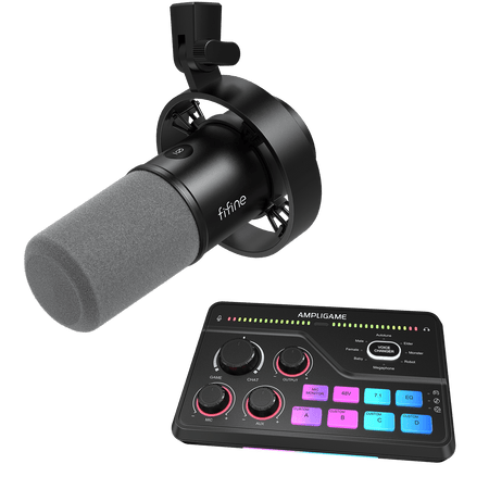 FIFINE AmpliGame Bundle: K688 XLR/USB Dynamic Microphone + SC8