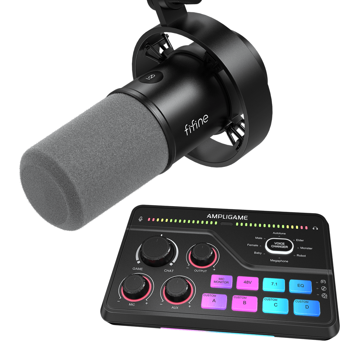 FIFINE AmpliGame Bundle: K688 XLR/USB Dynamic Microphone + SC8 FIFINE AmpliGame Bundle: K688 XLR/USB Dynamic Microphone + SC8