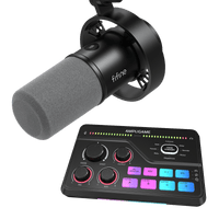 FIFINE AmpliGame Bundle: K688 XLR/USB Dynamic Microphone + SC8 Gaming Audio Mixer