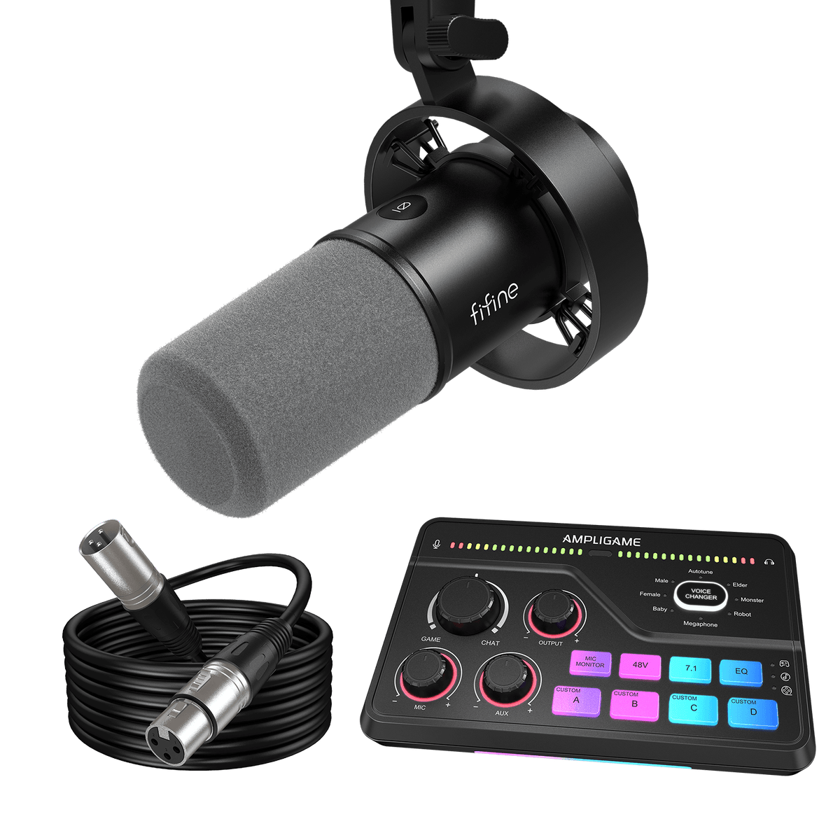 FIFINE AmpliGame Bundle: K688 XLR/USB Dynamic Microphone + SC8 FIFINE AmpliGame Bundle: K688 XLR/USB Dynamic Microphone + SC8