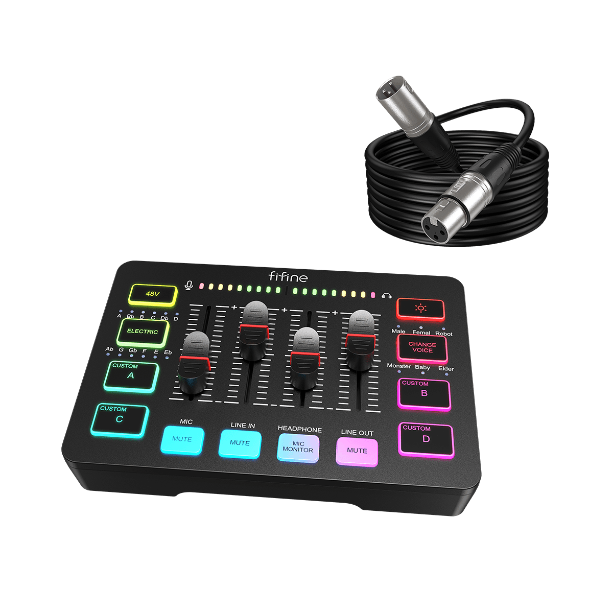 ###FIFINE SC3 mixer with xlr cable in black