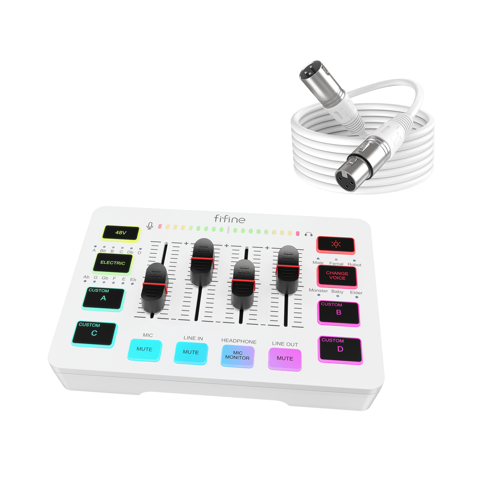 新品 FIFINE AMPLIGAME H13 & SC3 & AM6 セット FIFINE AmpliGame SC3 Mixer & XLR Cable Set for Gaming (White