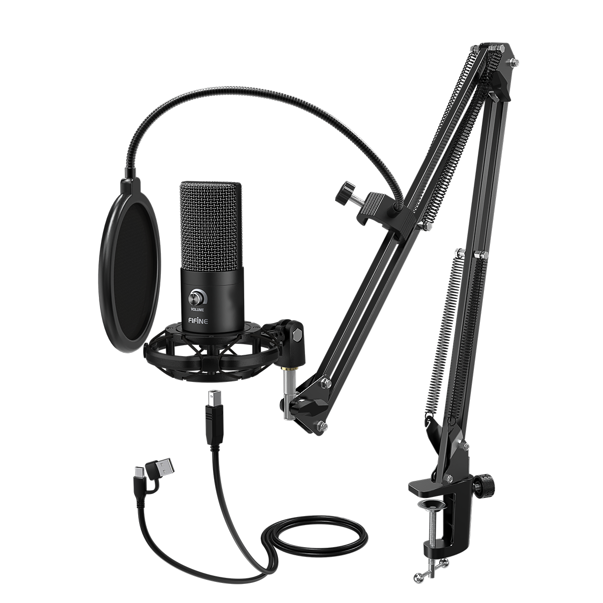FIFINE T669 USB Condenser Microphone Kit with Boom Arm Stand