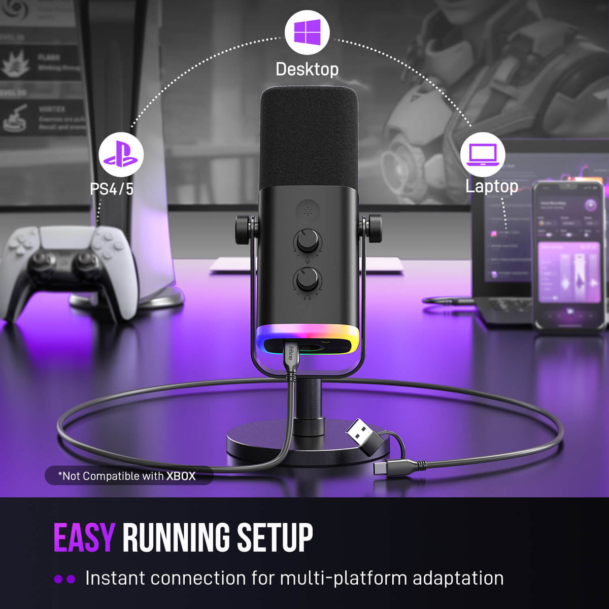 FIFINE Streaming & Gaming Standard Bundle Kit: AM8 Microphone + BM88 B ...