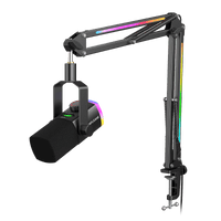 ###FIFINE ampligame AM8PROT dynamic microphone with rgb boom arm in black