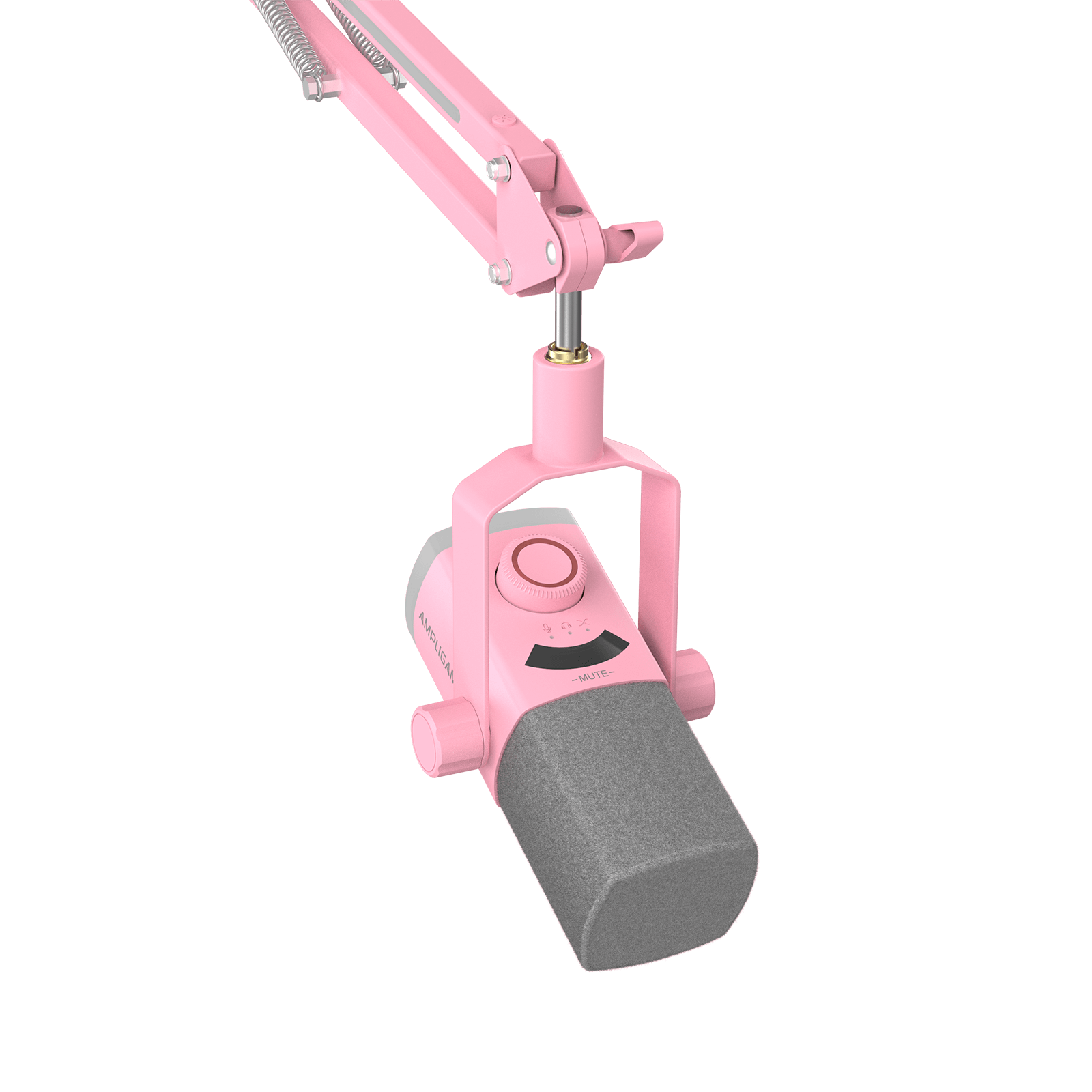 ###FIFINE ampligame AM8PROT dynamic microphone with rgb boom arm in pink