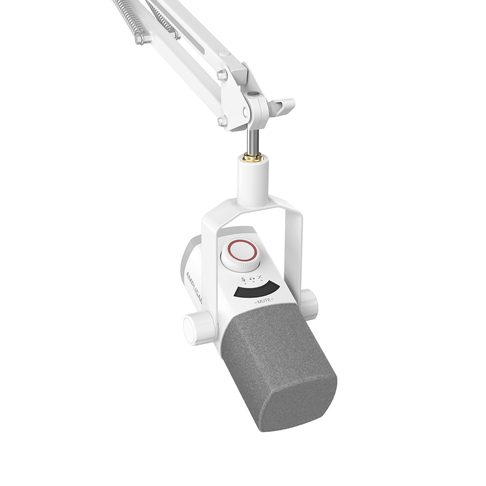 ###FIFINE ampligame AM8PROT dynamic microphone with rgb boom arm in white