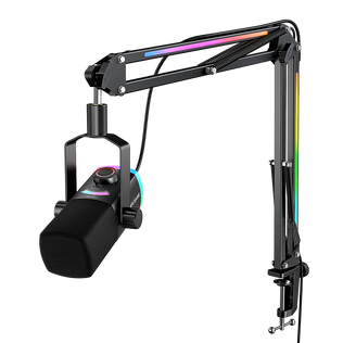 FIFINE AmpliGame AM8PROT Dynamic Microphone Kit with RGB Boom Arm Stand
