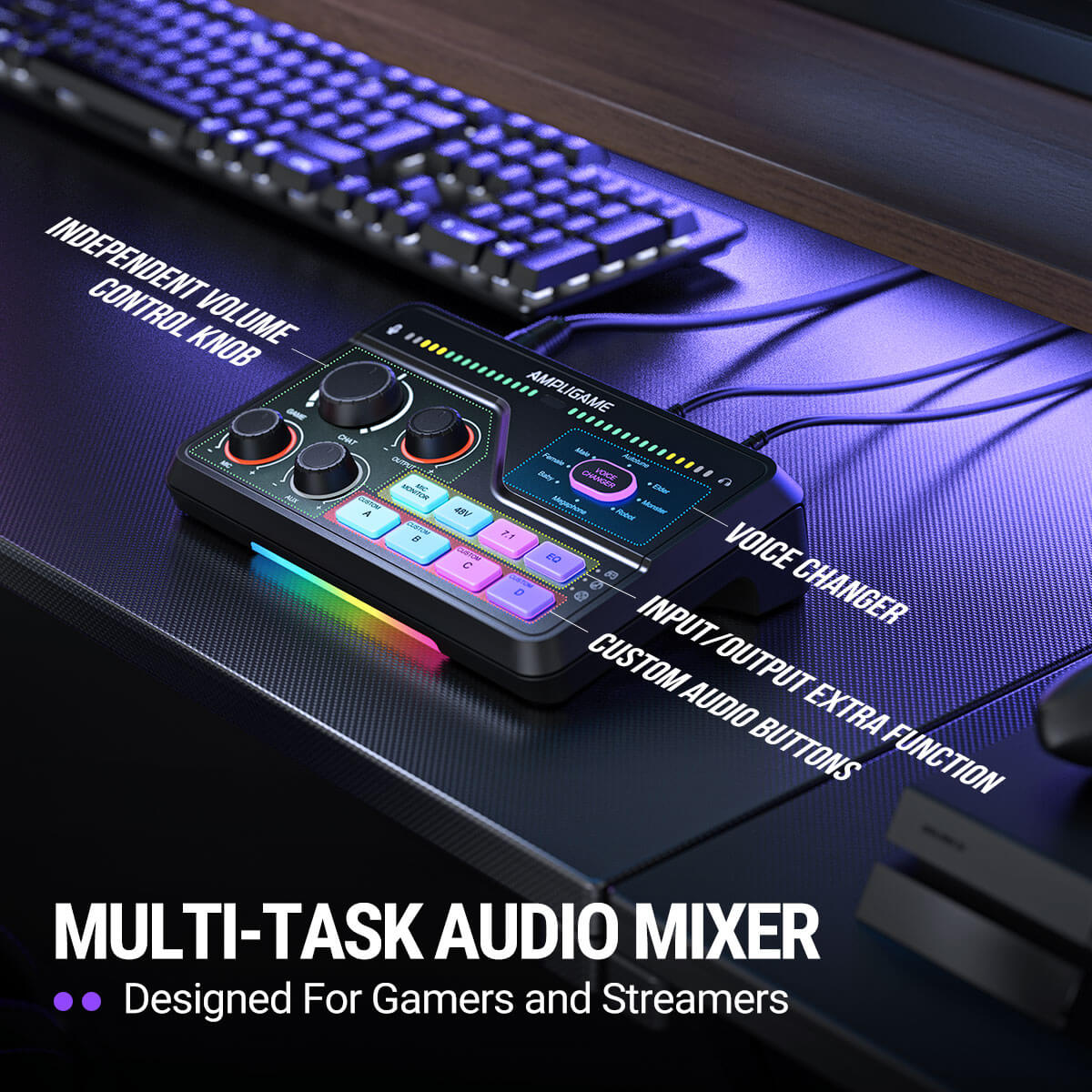 ###FIFINE ampligame SC8 audio mixer in black