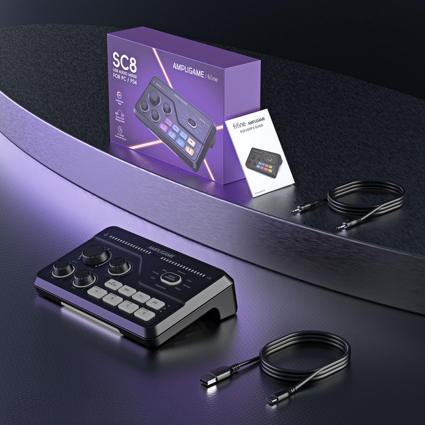 ###FIFINE ampligame SC8 audio mixer in black