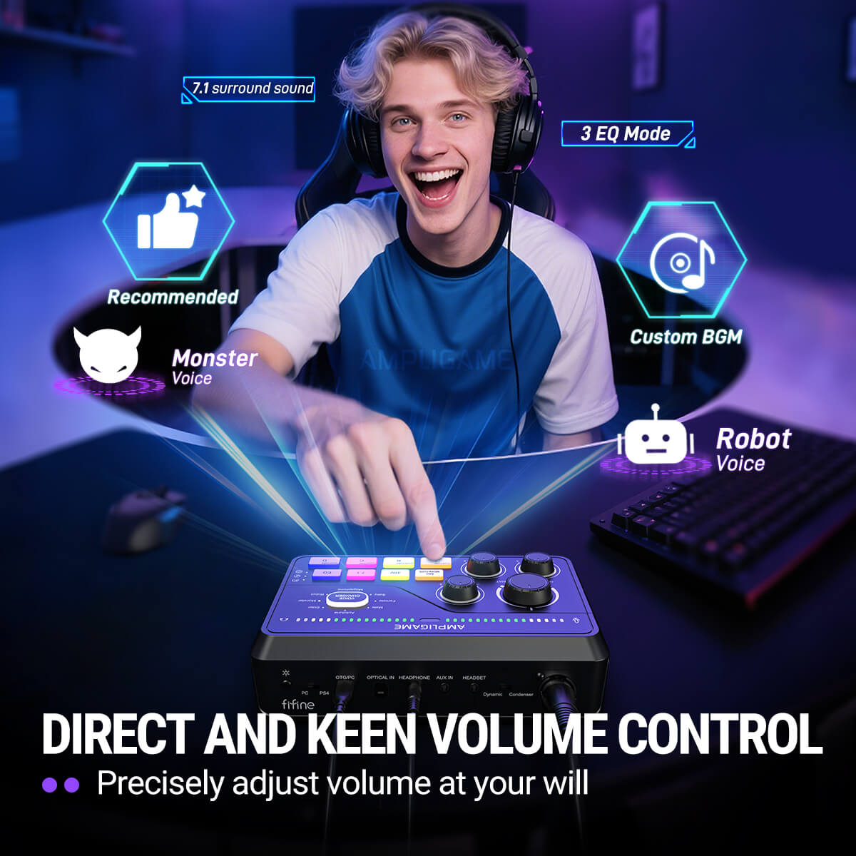 ###FIFINE ampligame SC8 audio mixer in black