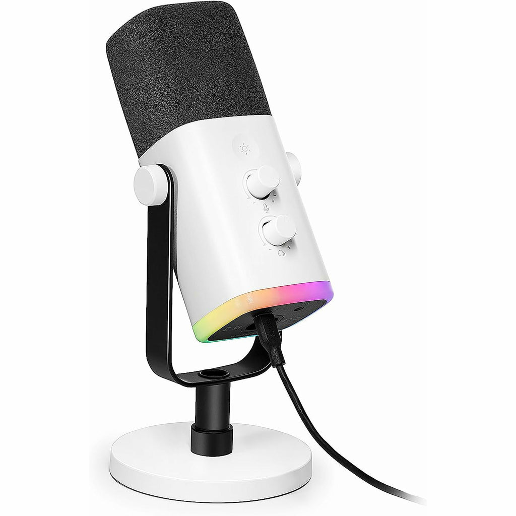 FIFINE AmpliGame AM8 RGB USB/XLR Dynamic Mic with Touch-mute Button, I/O Controls, Live Monitoring Jack for Streaming