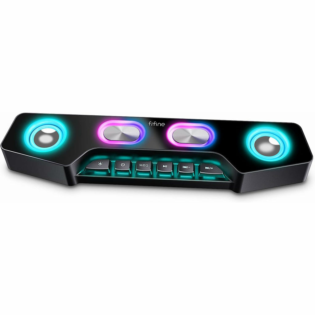 FIFINE AmpliGame A16 Bluetooth Speaker with Built-in Battery, Volume/Music/RGB Controls, EQ Switch for Gaming, Music, Videos