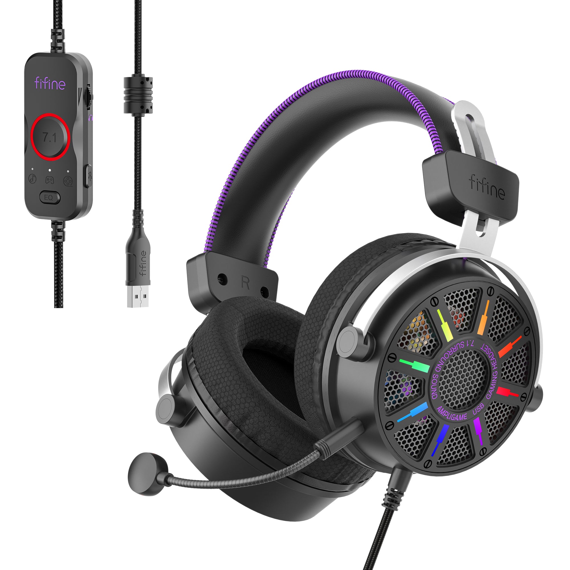 FIFINE AmpliGame H19 Open-Back Gaming Headset with EQ Setting, Headphone Volume And Mic Mute Button