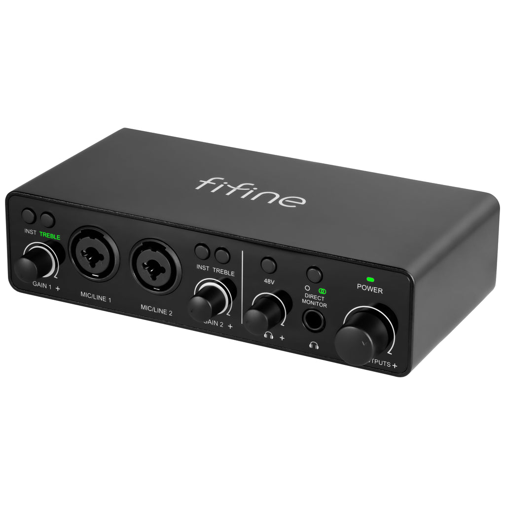 FIFINE AmpliTank Ampli3 Audio Interface 2 XLR & 1/4" Combo IN, 2 1/4" OUT, Headphone Monitoring, Dedicated Controls for Home Studio Recording
