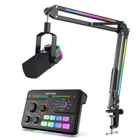 FIFINE Ampligame Bundle: AM8PROT XLR/USB Microphone and SC8 Audio Mixer