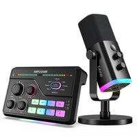 FIFINE Ampligame Gaming Set: AM8 XLR Micrpohone+SC8 Gaming Audio Mixer