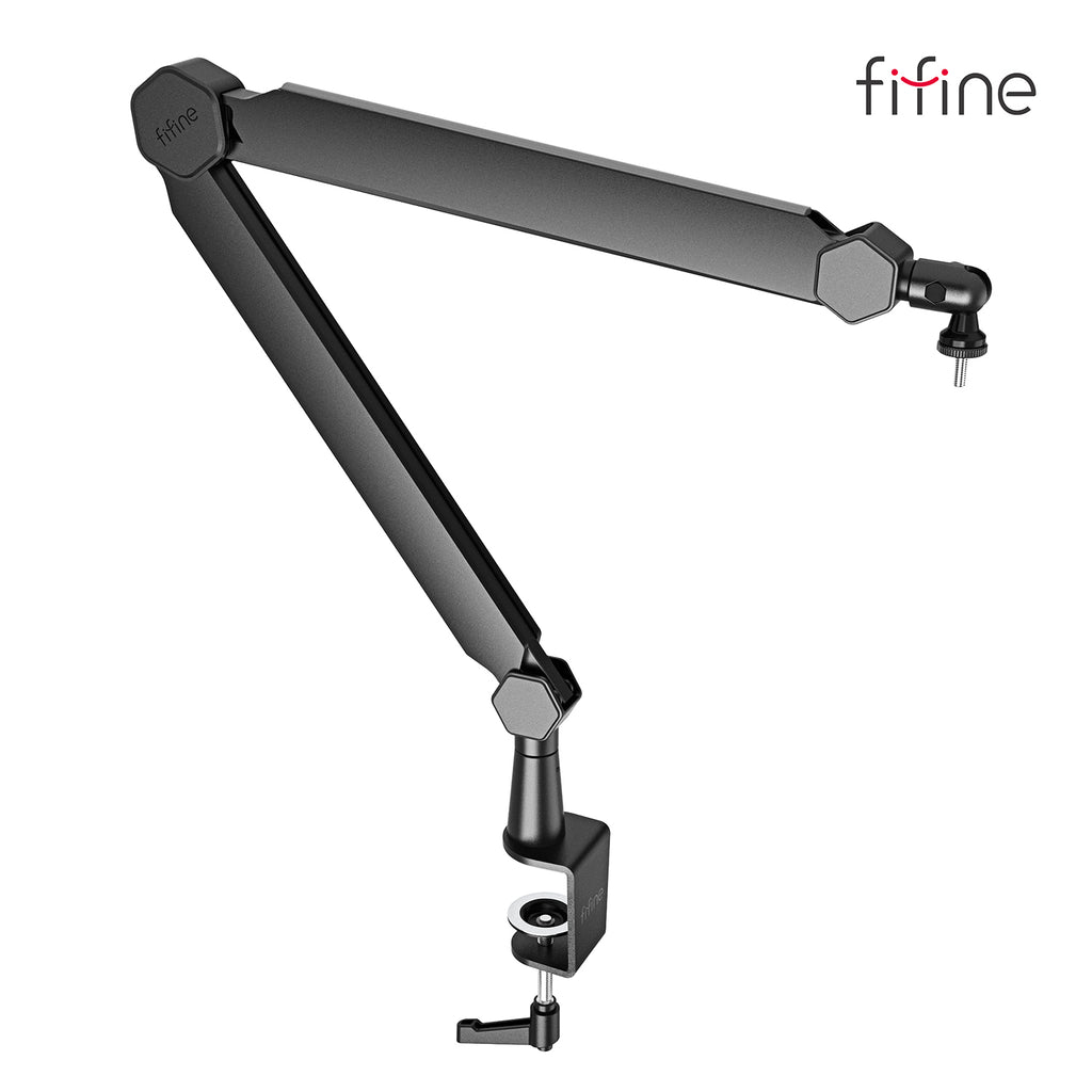 FIFINE BM66 Boom Arm Stand with 37" Horizontal Length in Full Extension, Ball Head for 360° Rotation, Handling Max 2 Kilograms of Weight for All Standard Mics