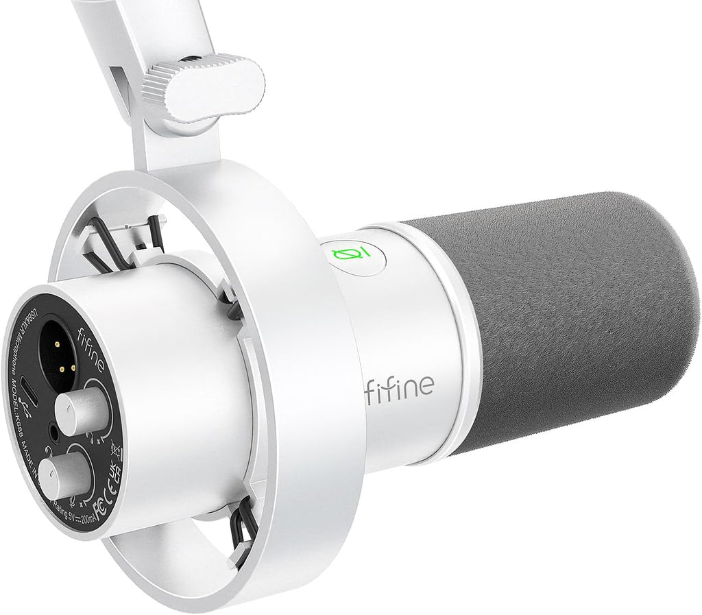 FIFINE K688 USB/XLR Dynamic Microphone with Shock Mount, Touch