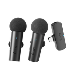 FIFINE M8 Dual Wireless Lapel Microphones With Quck-mute Button for Android to Record Interview, Live Podcast