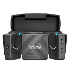 FIFINE M9 Dual Wireless Lavalier System, Included Charging Case, Noise Cancellation Microphones with 98' Range For Recording, Live on Mobiles, Tablets, Computer