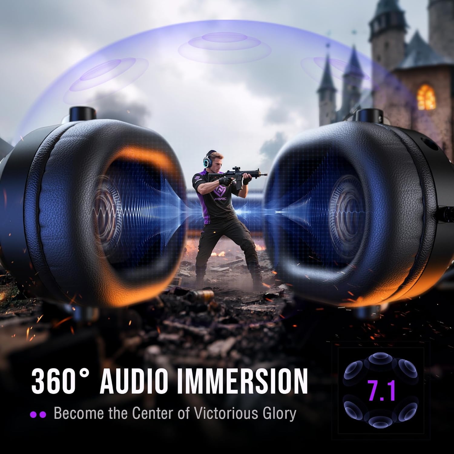 FIFINE AmpliGame H13 USB Headset with Chat Mix, EQ & 7.1, Boom Mic Mute & Noise Cancellation, Headphone Volume, RGB Control for PC Gaming