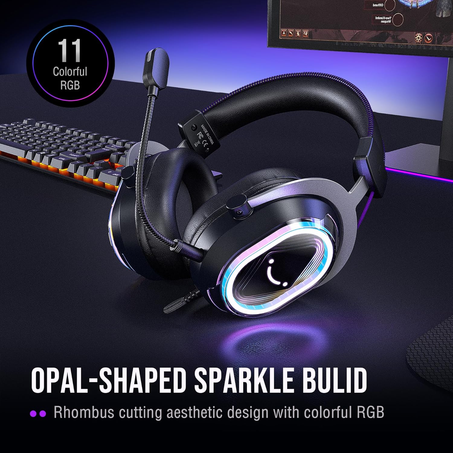 FIFINE AmpliGame H13 USB Headset with Chat Mix, EQ & 7.1, Boom Mic Mute & Noise Cancellation, Headphone Volume, RGB Control for PC Gaming