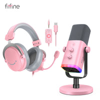 FIFINE Streaming Bundle: AM8 Dynamic Microphone + H9 Gaming Headset