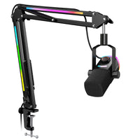 FIFINE AmpliGame AM8PROT Dynamic Microphone Kit with RGB Boom Arm Stand