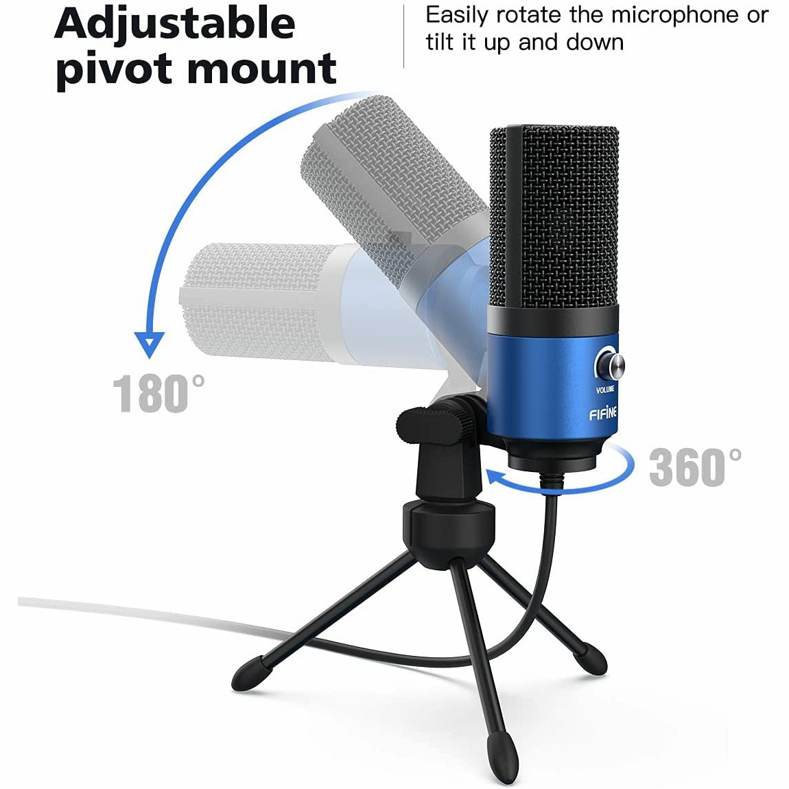 FIFINE K669 USB Microphone with Volume Dial for Streaming, Vocal Recording, Podcasting on Computer