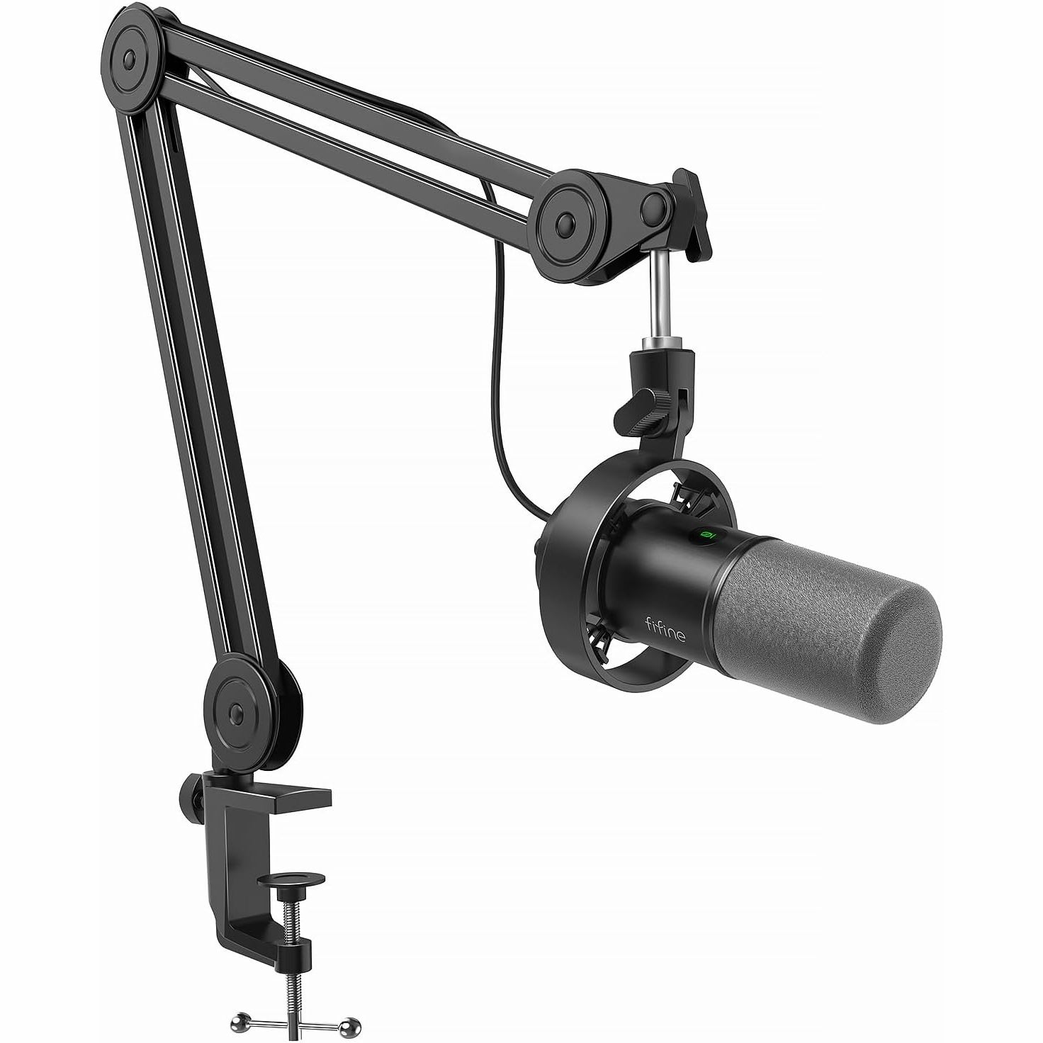 FIFINE K688 USB/XLR Dynamic Mic with Shock Mount, Touch-Mute, Headphone Jack, I/O Controls for Podcasting