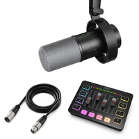 FIFINE Streaming Bundle: K688 Dynamic Microphone+SC3 Audio Mixer+XLR Cable