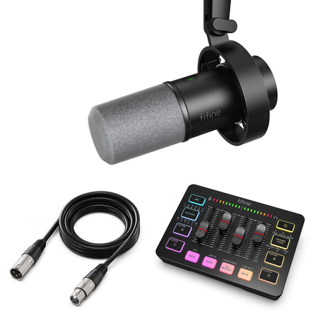 FIFINE Streaming Bundle: K688 Dynamic Microphone+SC3 Audio Mixer+