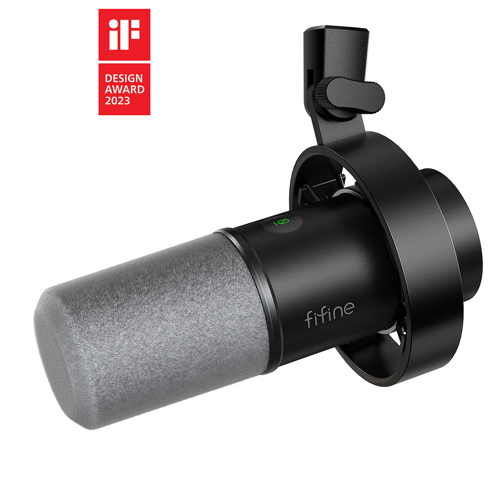 FIFINE K688 USB/XLR Dynamic Mic with Shock Mount, Touch-Mute, Headphone Jack, I/O Controls for Podcasting