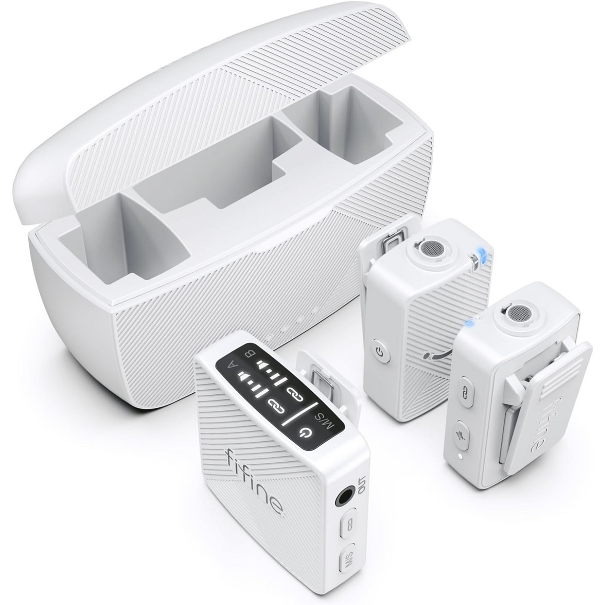 FIFINE M9 Dual Wireless Lav Microphones System with Changing Case