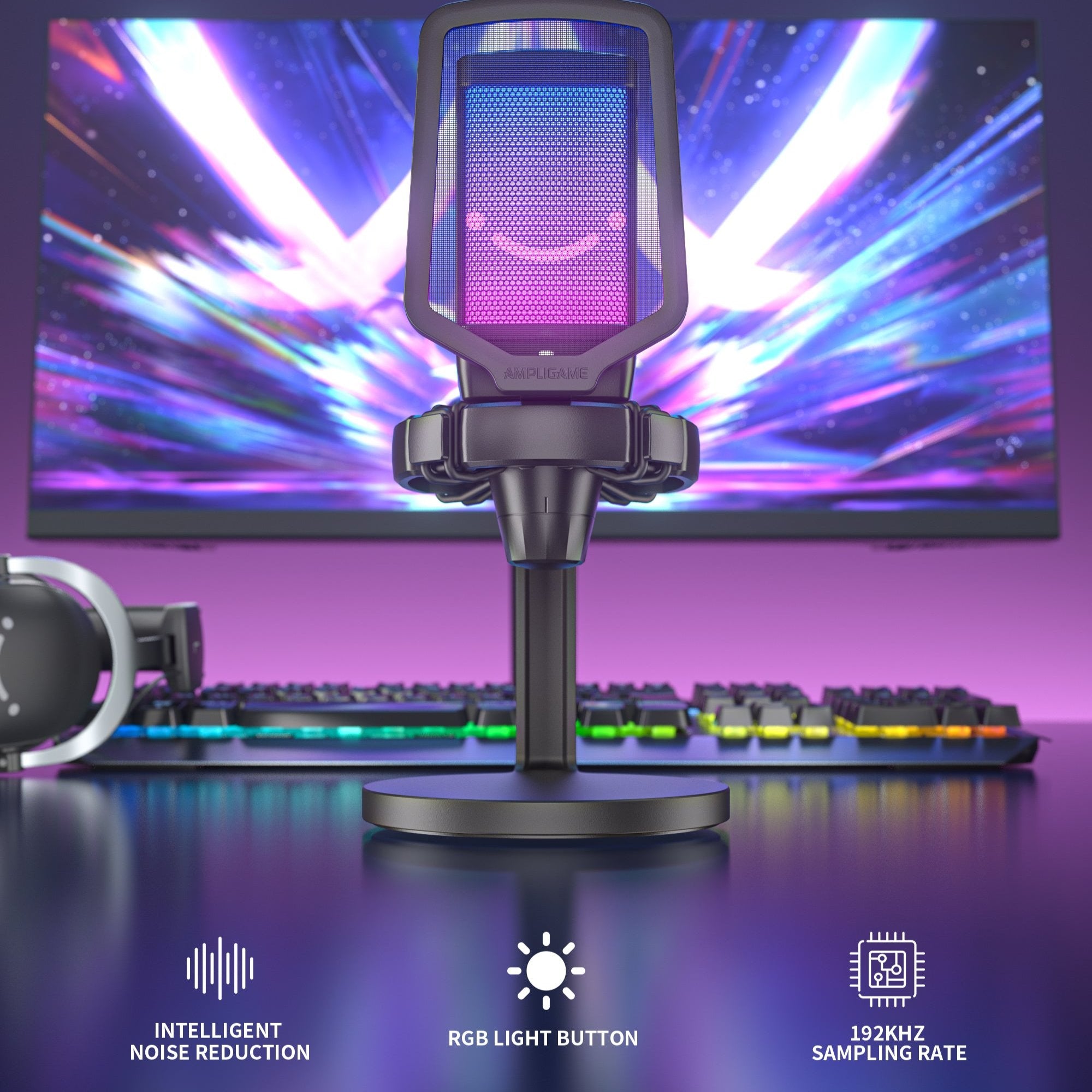 FIFINE AmpliGame Q6 USB Microphone with Volume Dial, Mute Button & RGB Control for Gaming on PC/Laptop/PS4/5