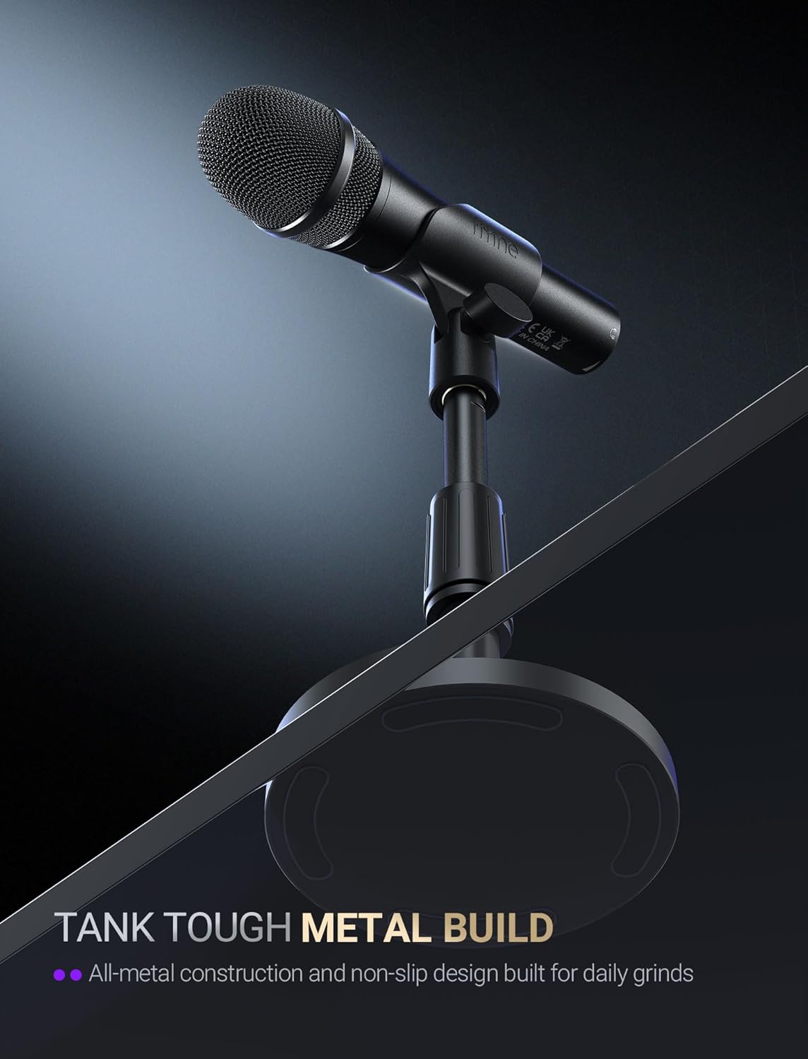 FIFINE Tank2 USB/XLR Handheld Dynamic Microphone with Height-adjustable Stand, On/Off Switch & Indicator