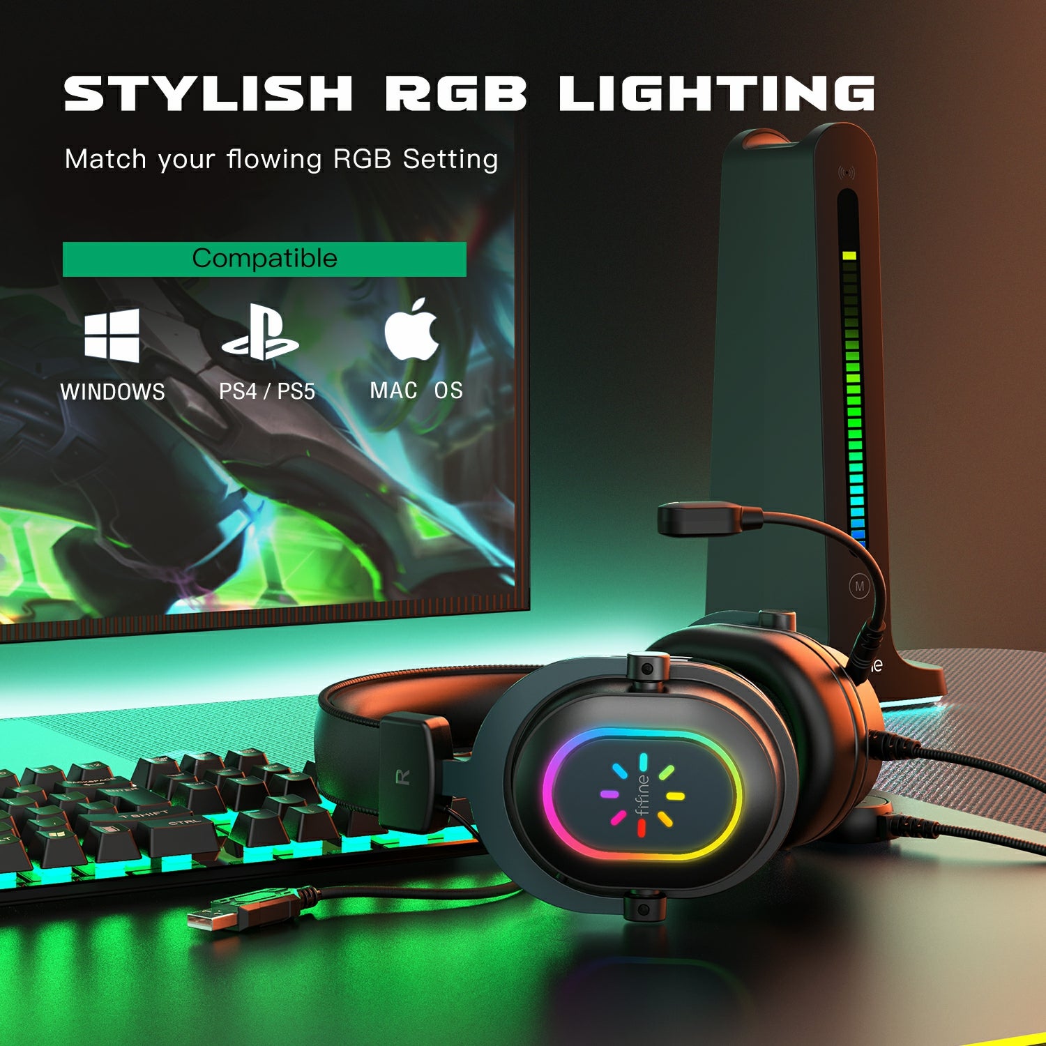 FIFINE AmpliGame H6 USB Gaming Headset with RGB