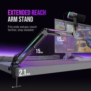 FIFINE AmpliGame AM8PROT Dynamic Microphone Kit with RGB Boom Arm Stand