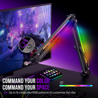FIFINE AmpliGame BM38 RGB Microphone Boom Arm
