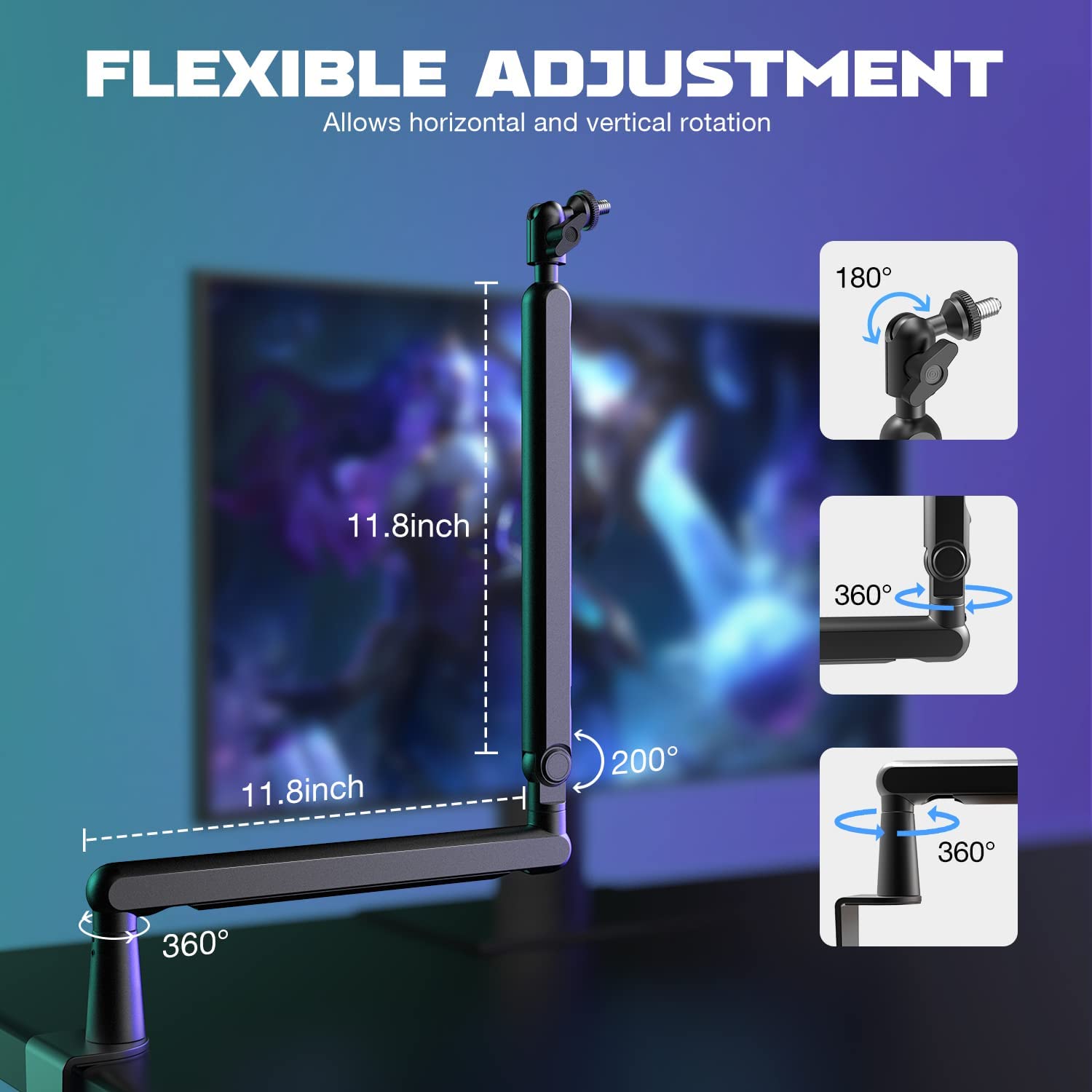 FIFINE BM88 Low-profile Microphone Arm Stand with Cable Channeling, Handling Max 1.5KG Mics for Streaming, Podcasting