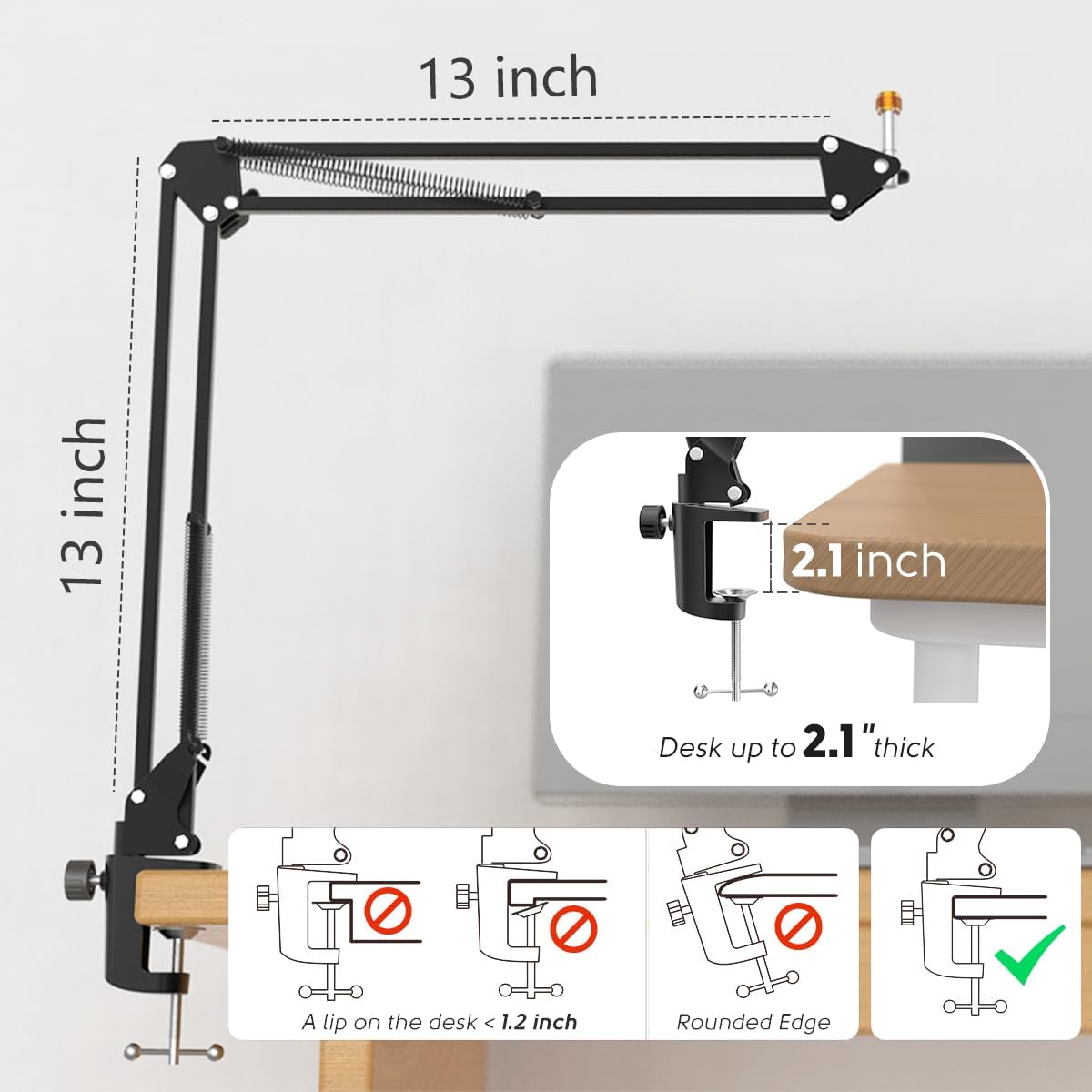 FIFINE CS1 Scissor Boom Arm Stand with 3/8