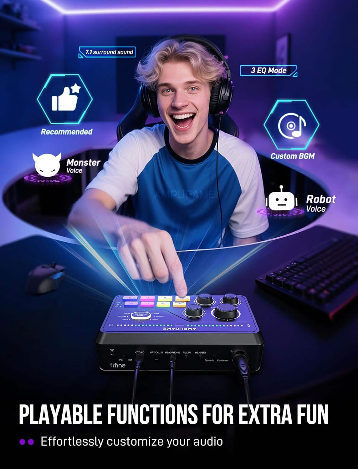 FIFINE AmpliGame SC8 Gaming Audio Mixer